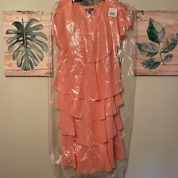 Macy’s Tiered Rhinestone Capelet D - Salmon Pink - Picture 2 of 5